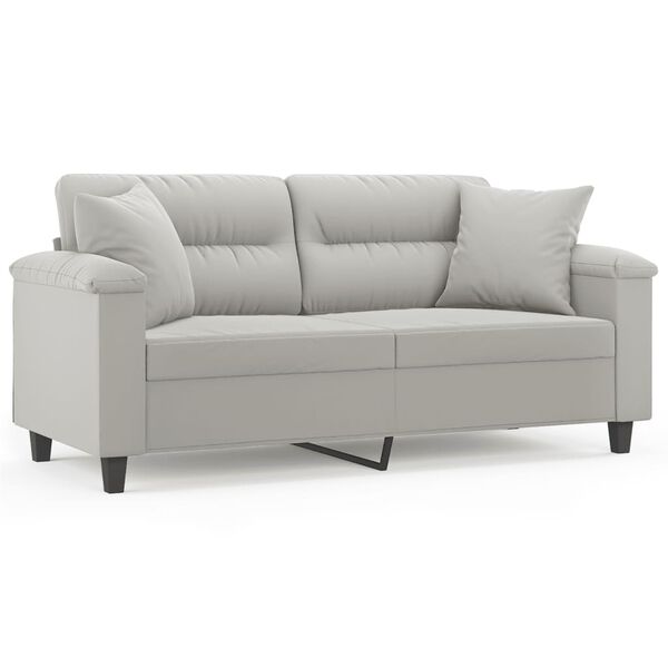 vidaXL 2-seater Sofa Light grey Microfiber, Metal, Textilene 2-seater