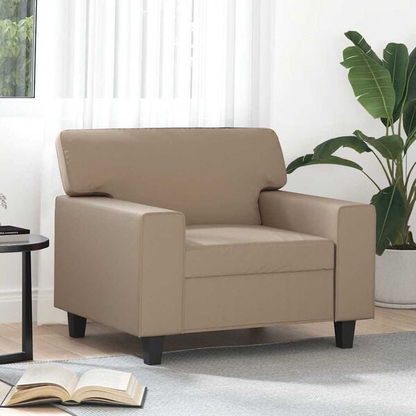 vidaXL Sofa Chair Cappuccino Faux Leather, Polyester, Cotton, Metal, Foam