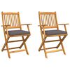 vidaXL Folding Chair 2 pcs Gray 49 x 57.5 x 92cm Solid Acacia wood