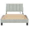 vidaXL Bed Frame with LED without Mattress "Hanko" Light Gray 39.4"x74.8" Velvet