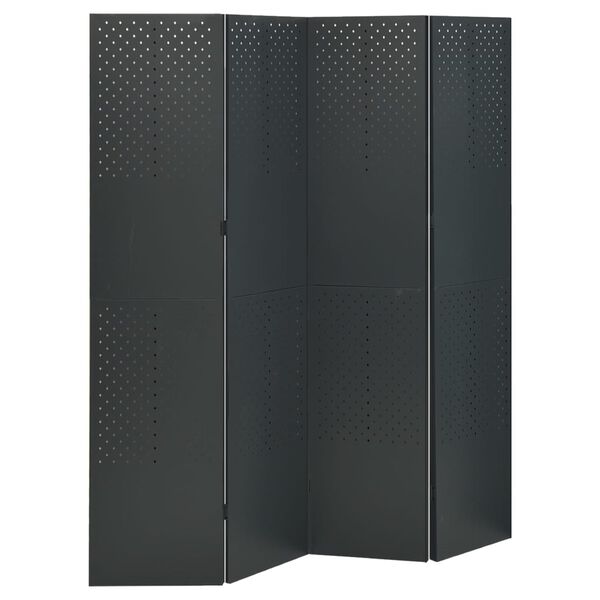 vidaXL 4-Panel Room Dividers 2 pcs Anthracite 63"x70.9" Steel