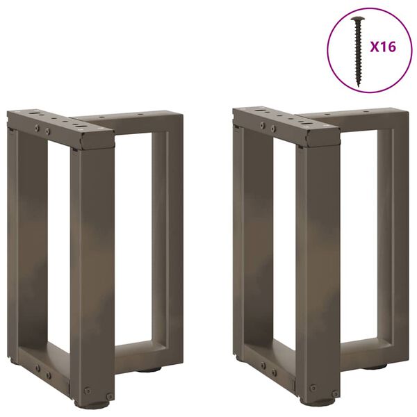 vidaXL Coffee Table Legs T-Shaped&nbsp;2 pcs Natural Steel 15.0 x 9.8 x (16.5-16.9) " Steel