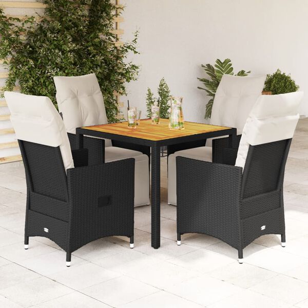 vidaXL Garden Dining Set Black, Cream White