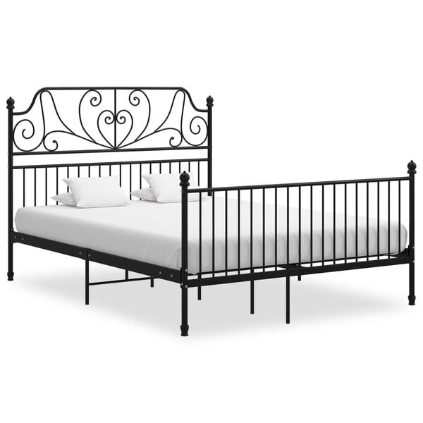 vidaXL Bed Frame Black Powder-coated metal Full Durable Bed Frame
