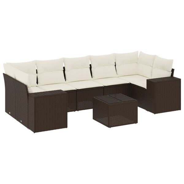 vidaXL Garden Sofa Set Brown, Cream White