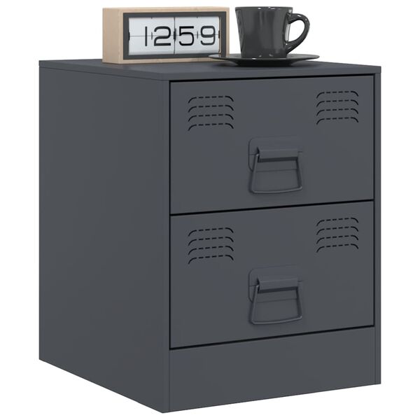 vidaXL Bedside Cabinet Anthracite Steel Bedside Cabinet Rectangular
