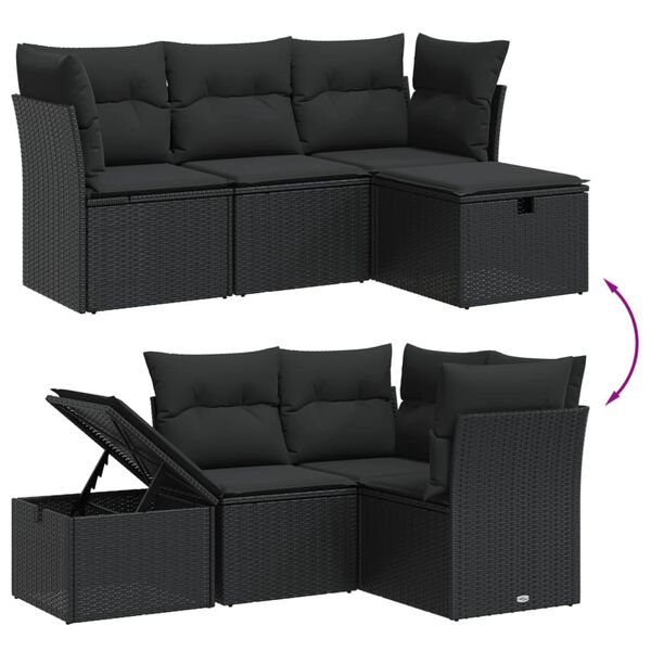 vidaXL Garden Sofa Set Black