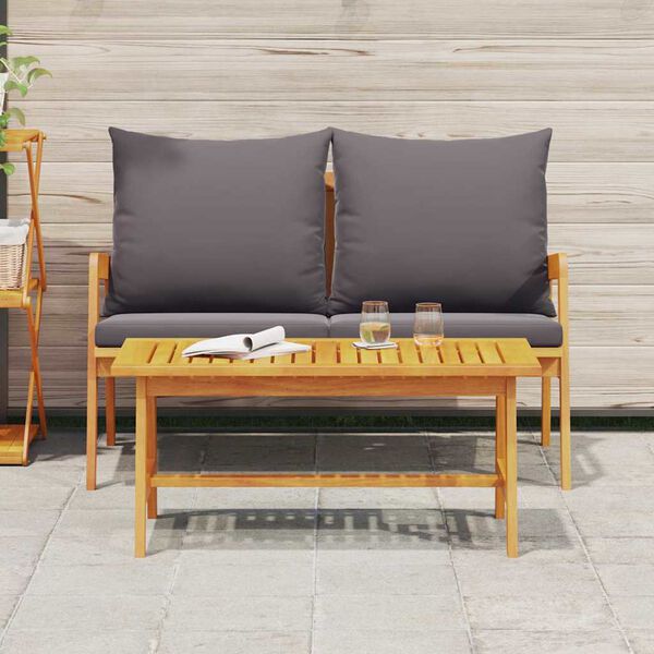 vidaXL Bistro Set with Cushion 2 pcs Brown Solid Acacia wood