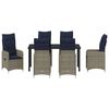 vidaXL Table and Chair Set with Cushion 7 pcs Grey PE Rattan