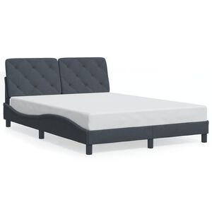 vidaXL Bed Frame Dark Grey Velvet, Metal, Solid Pine Wood, Plywood Double