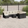 vidaXL Garden Sofa Set Black PE Rattan, Powder-Coated Steel, Tempered Glass