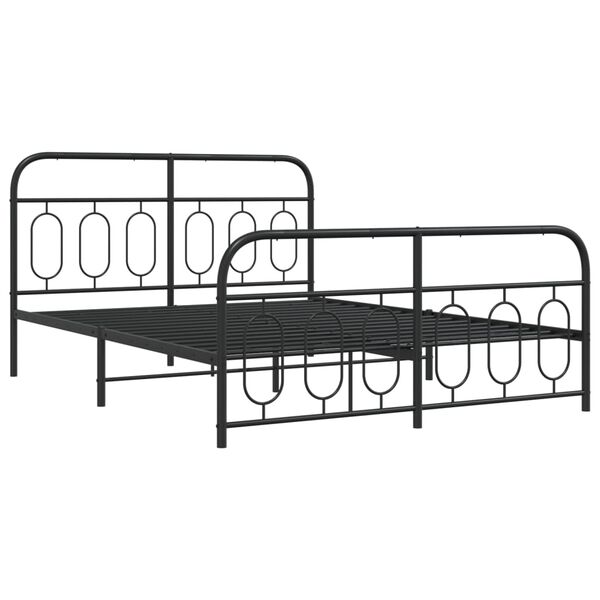 vidaXL Bed Frame Black Steel Double Bed Frame Rectangular Modern