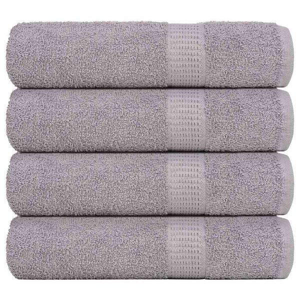 vidaXL Shower Towel Set of 4 Grey 100% Cotton 27.6 x 55.1 in