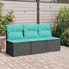 vidaXL Garden Sofa with Cushion 7 pcs Black and turquoise Poly rattan