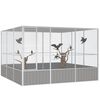 vidaXL Bird Cage Grey Galvanized Steel Large Bird Cage Rectangular