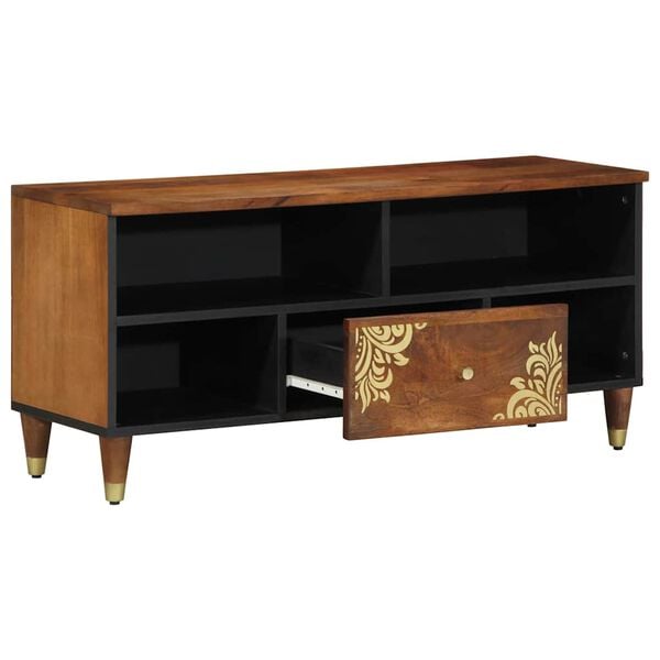 vidaXL TV Cabinet with Drawer Honey Brown 39.37 x 12.99 x 18.11 in