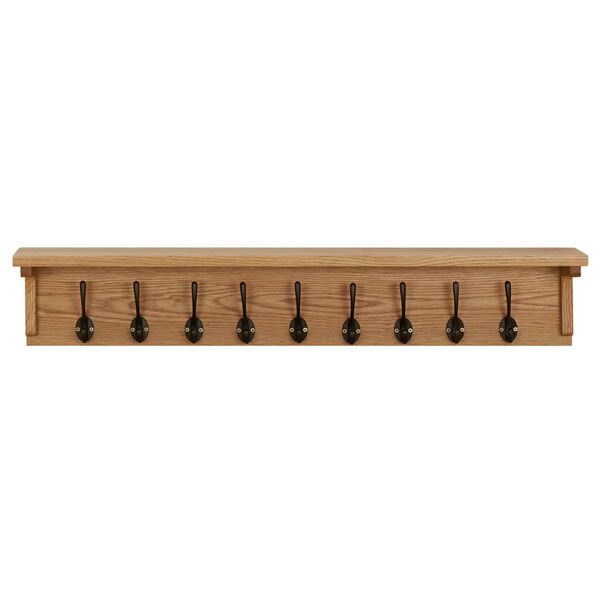 vidaXL Coat Rack Natural Oak Solid Oak Wood Medium Wall-mounted