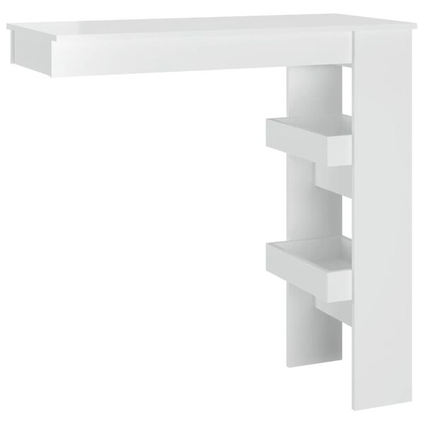 vidaXL Wall Bar Table High gloss white Engineered wood Compact