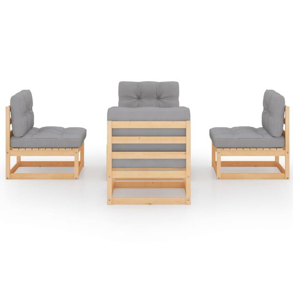 vidaXL Garden Lounge Set Natural wood and grey