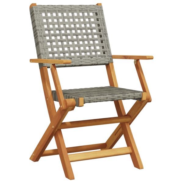 vidaXL Garden Chair Set of 6 Grey Solid acacia wood, PE rattan Standard