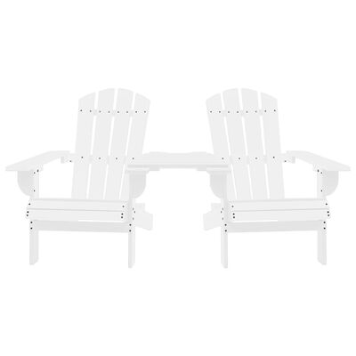 vidaXL Patio Adirondack Chairs with Tea Table Solid Wood Fir White