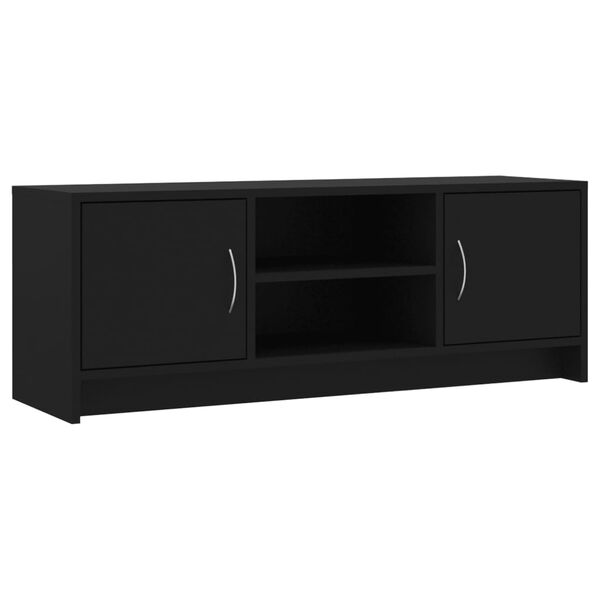 vidaXL TV Cabinet Black Engineered Wood Rectangular Modern Doors