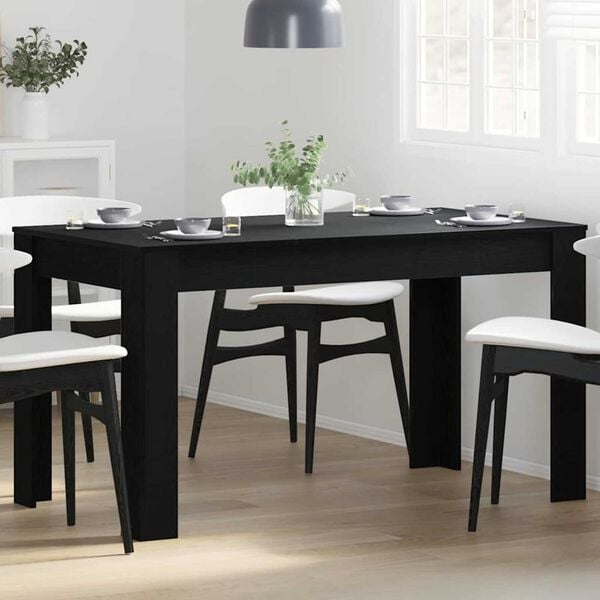vidaXL Dining Table Black oak 140 x 74.5 x 76 cm Engineered wood