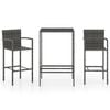vidaXL Garden Bar Set Grey PE rattan, powder-coated steel, tempered glass