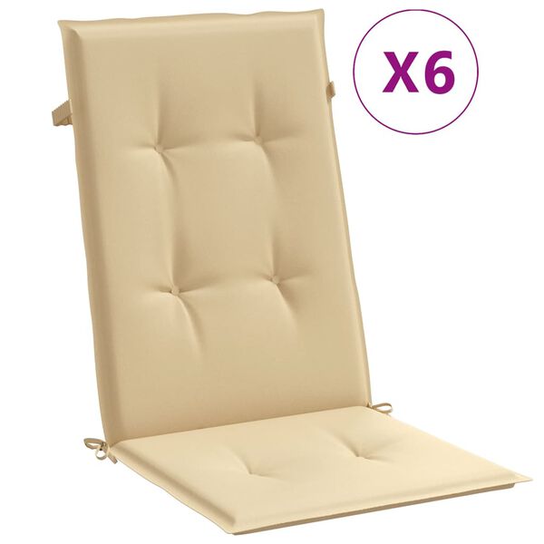vidaXL Highback Chair Cushion Set of 6 Melange Beige