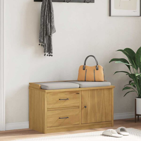 vidaXL Hallway Bench Walnut Solid pinewood, Engineered wood Medium