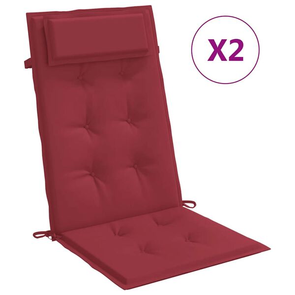 vidaXL Highback Chair Cushion Set of 2 Wine red