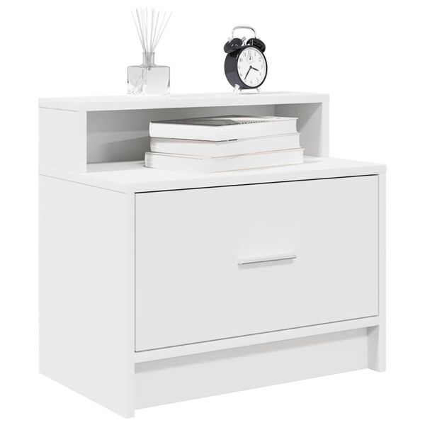 vidaXL Bedside Cabinet Set of 2 White Engineered wood
