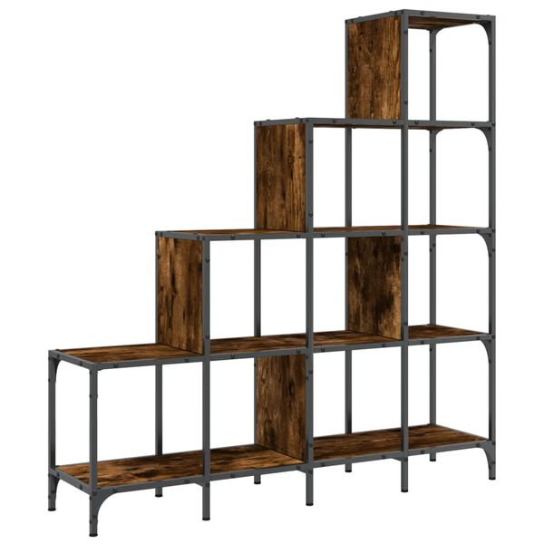 vidaXL Bookcase Smoked oak Engineered wood Medium Adjustable Feet