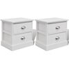 vidaXL Bedside Cabinet Set of 2 White Paulownia wood + MDF + plywood