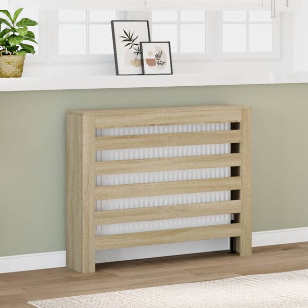 vidaXL Radiator Cover Sonoma Oak 40.9x7.9x32.3" Engineered Wood