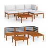 vidaXL Garden Lounge Set Cream Solid Acacia Wood Medium Modular