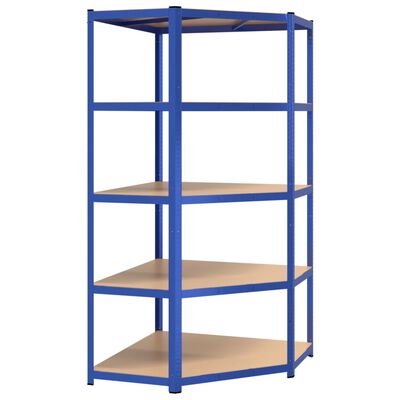 vidaXL 5-Layer Shelves 5 pcs Blue Steel&Engineered Wood