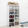vidaXL Shoe Cabinet Set of 2 High Gloss White Engineered Wood Slim