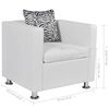vidaXL Armchair White Faux Leather Compact Durable Armchair Cubic