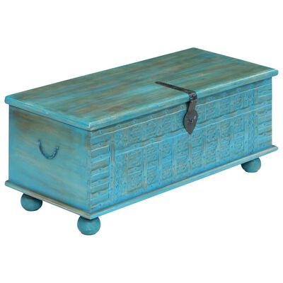 vidaXL Storage Chest Solid Mango Wood Blue  39.4"x15.8"x16.1"