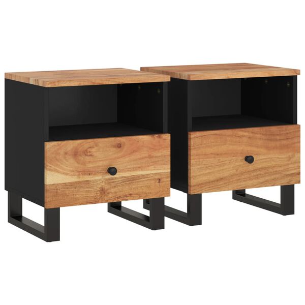 vidaXL Bedside Cabinet Set of 2 Natural Wood