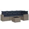 vidaXL 6 Piece Patio Sofa Set with Cushions Gray Poly Rattan