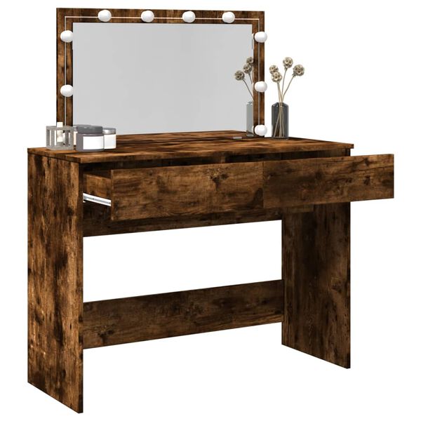 vidaXL Dressing Table Smoked oak Engineered wood, Glass Medium