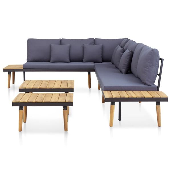 vidaXL 7-Seater Patio Lounge Set with Cushions Solid Acacia Wood