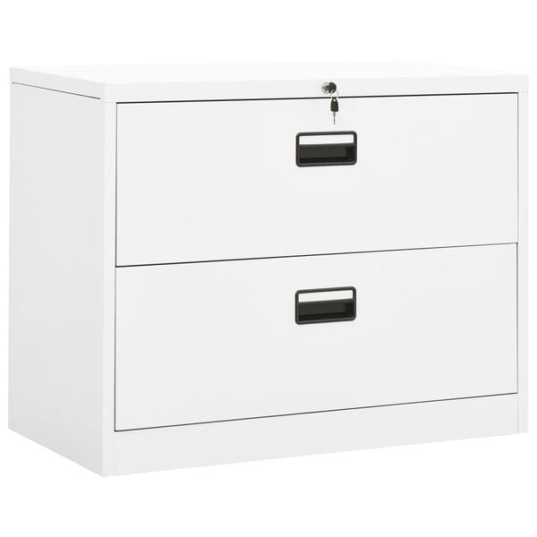 vidaXL Filing Cabinet White Steel 35.4x18.1x28.5 in Durable