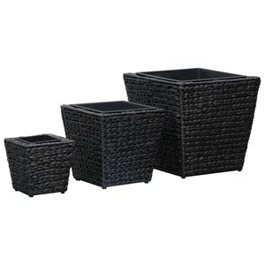 vidaXL Raised Bed Set of 3 Black Water hyacinth, steel frame Various