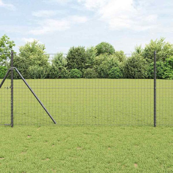vidaXL Fence Posts Manual 7 pcs Gray Ø32mm 190 cm Galvanized steel