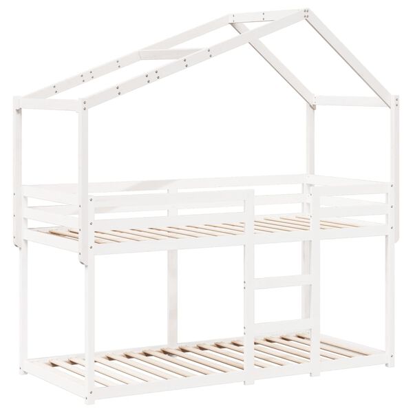 vidaXL Kids'Bed Roof White Solid pine wood 83.9 in x 37.6 in x 56.9 in