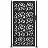 vidaXL Garden Gate Black 39.4x68.9" Steel Leaf Design