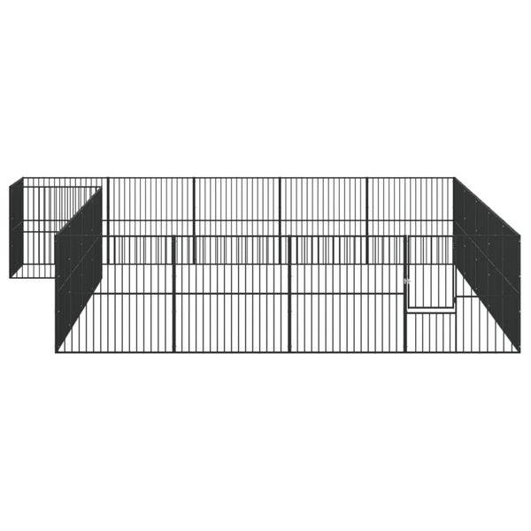 vidaXL Dog Playpen Black Galvanized Steel Large Heavy Duty Dog Playpen